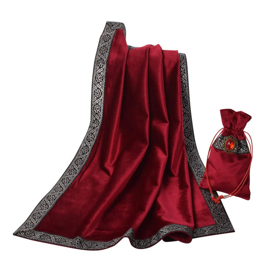 BLESSUME Altar Tarot Table Cloth and Pouch (Red)