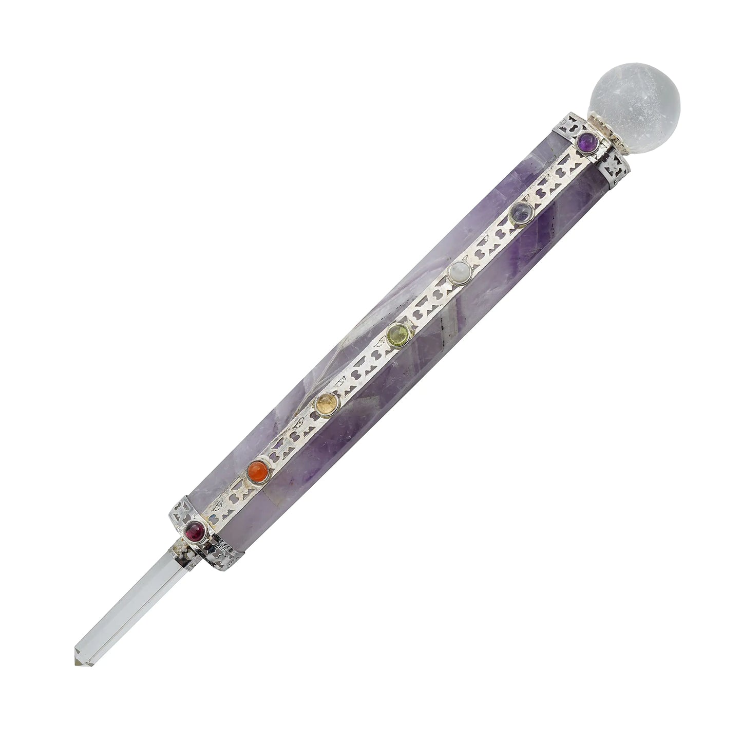 Arham Crystal Amethyst Metaphysical Healing Wand 6"